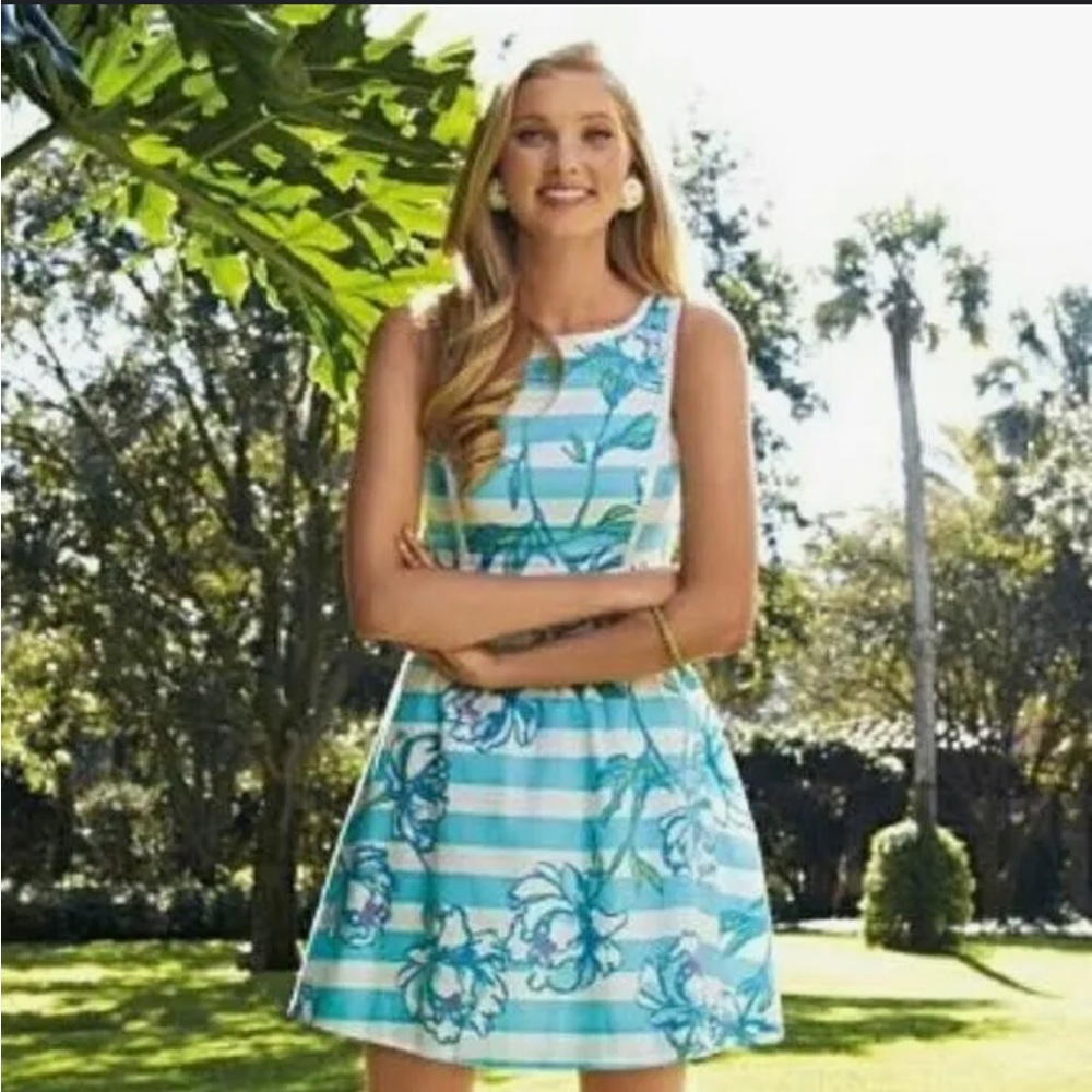 NWT Lilly Pulitzer Sandrine dress Shorely Blue Crossing the Line 14